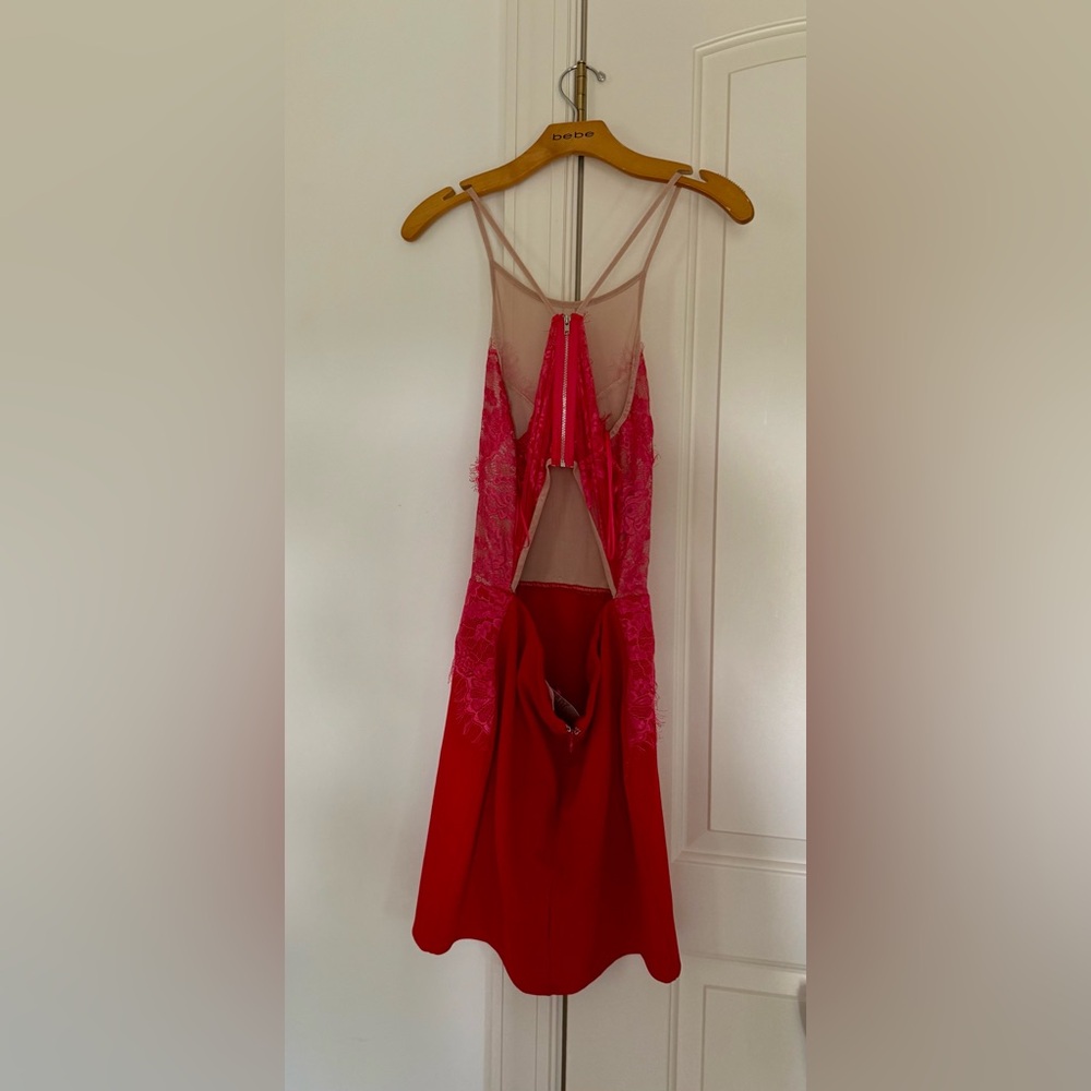 NWT Luxxel Red and Pink romantic lace Dress size L - Picture 5 of 7